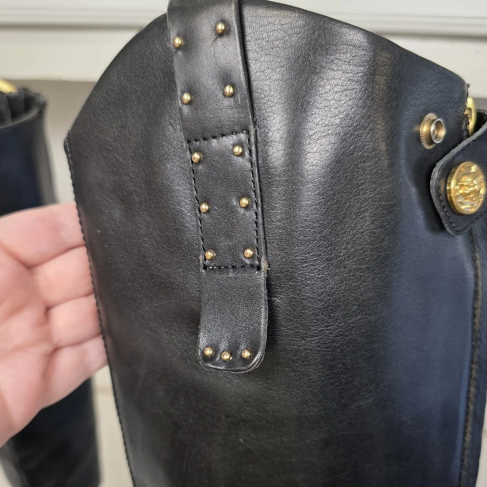 Sam Edelman Dara Tall Black Leather Riding Boots | Size 5M